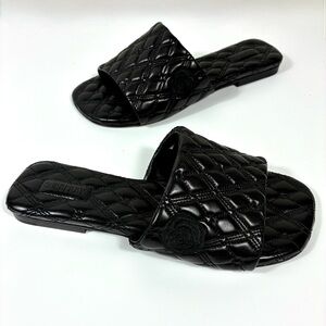 Burberry Quilted Leather Slide Sandals Black 36 NEW